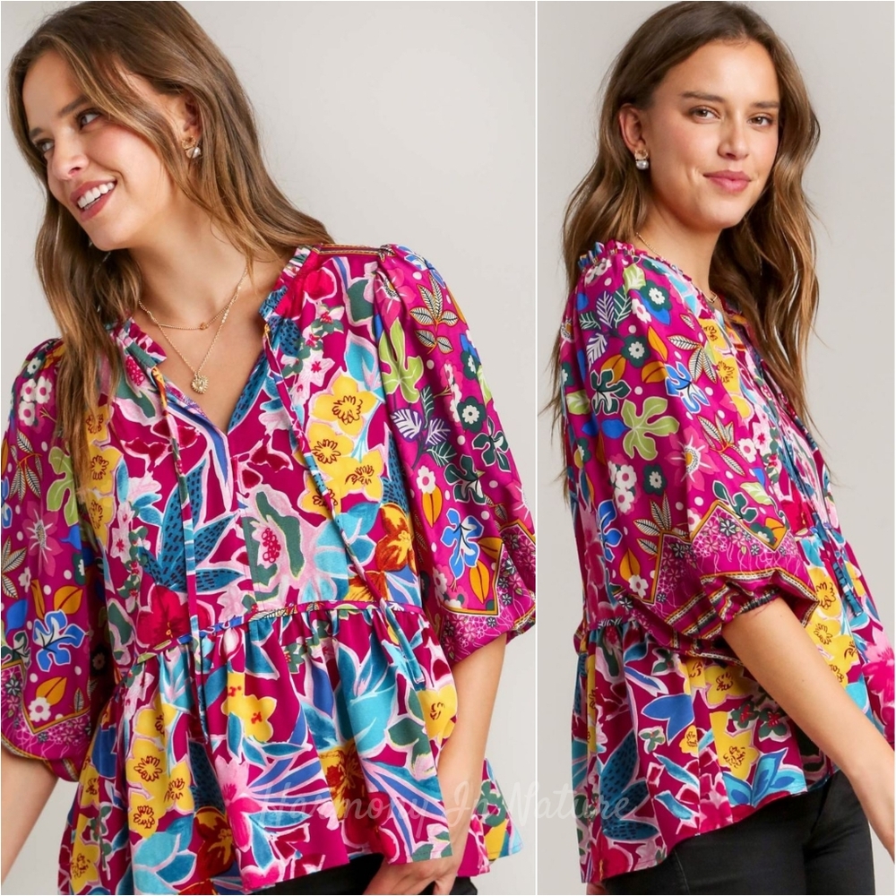 Mulberry Bloom Tie Top